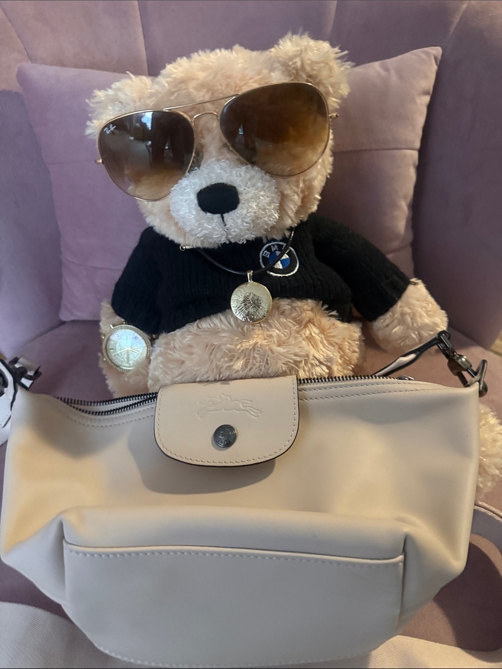 Longchamp Beige Le Pliage Shoulder Bag